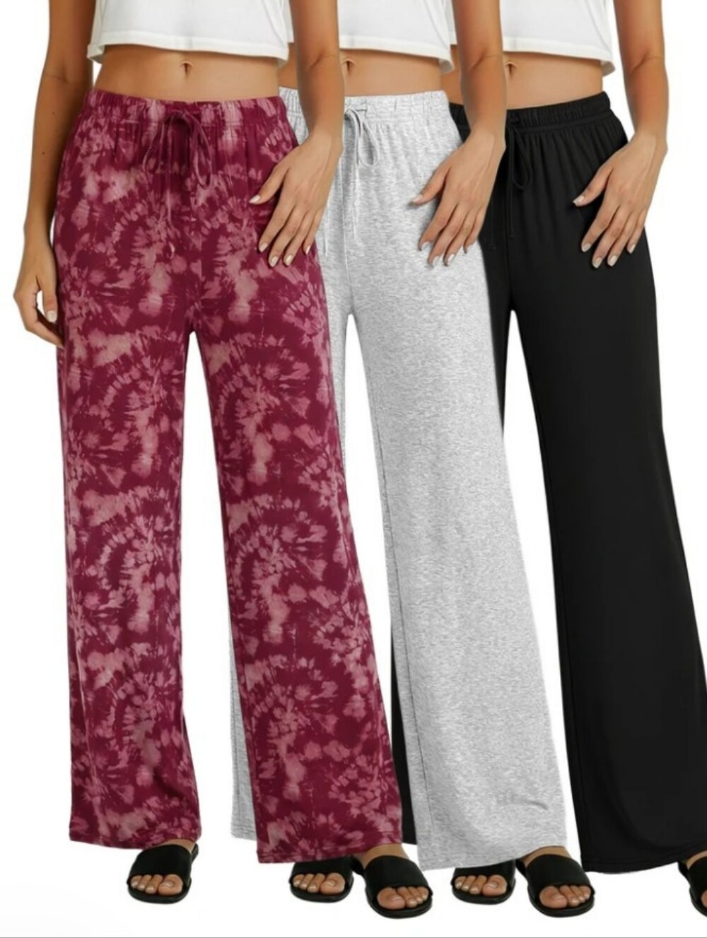 Realessentials 3 Pack Wide Leg Palazzo Lounge Pajama Pants Size 2X NWOT